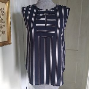J. CREW Navy Blue and White stripe sleeveless blouse